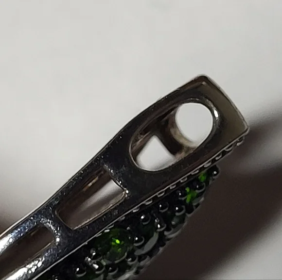 Genuine Russian Chrome Diopside Sterling Silver Slide Pendant Necklace - Picture 8 of 9